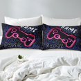 thumbnail image 4 of Erosebridal Draps de Lit Manette de Jeu Néon Rose Vif Simple, Ensembles de Literie Circuit Géométrique Taille Simple 3 Pcs, 4 of 7