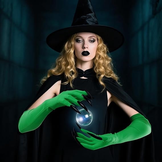 Halloween Claw Gloves with Long Fake Nails for Costume Parties and Stage Performances