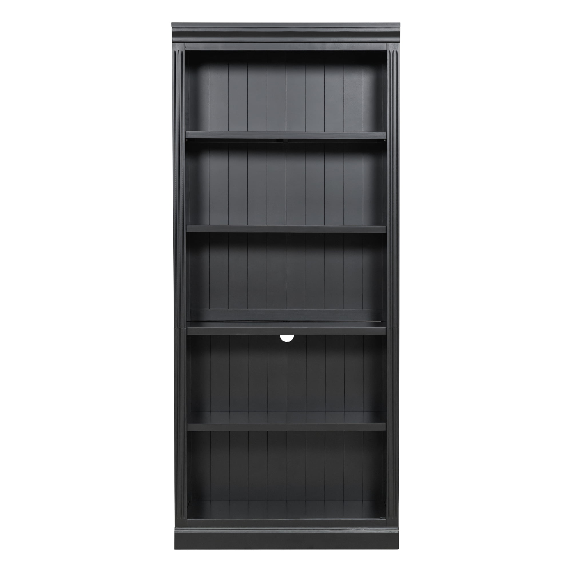 Harper & Bright Designs Tall Wood Bookcase with Light Strip, 5 Tier Bookshelves with Adjustable Shelves, Free Standing Storage Organizer for Home Office, Black