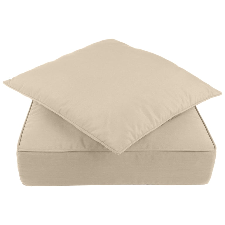 Outdoor Deep Seat Cushion Set 24x24 Inch – Waterproof Patio Chair Cushions With Ties, Beige
