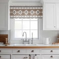 thumbnail image 3 of Brown Boho Valance Curtains for Kitchen/Living Room/Bathroom/Bedroom Window, Rod Pocket Small Topper Half Short Window Curtains Voile Sheer Scarf, Farmhouse Aztec Southwest Ethnic Geometric 42"x12", 3 of 8