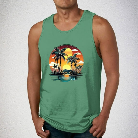 ALLLIST Hawaiian Tank Tops Men Summer Cotton Pullover Green Breathable Underwear for Men Size S-2XL