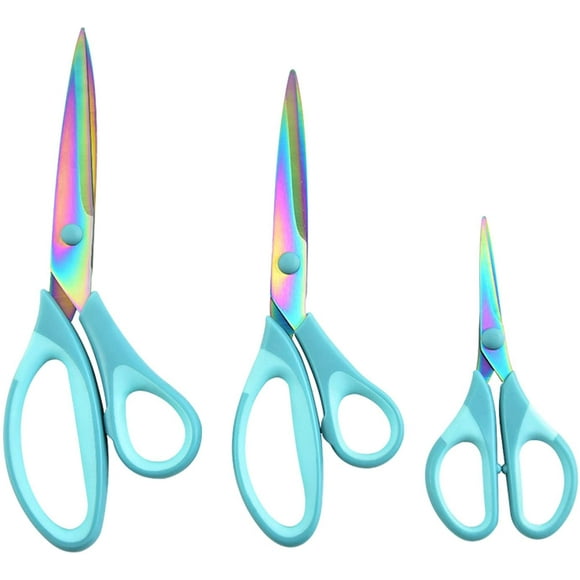 1 Set of 3 Pack School Scissors, All Purpose Sharp Titanium Blades Shears, Rubber Soft Grip Handle, Multipurpose Scissors Set Great for Crafts, Sewing, Arts, Office and Home Supplies