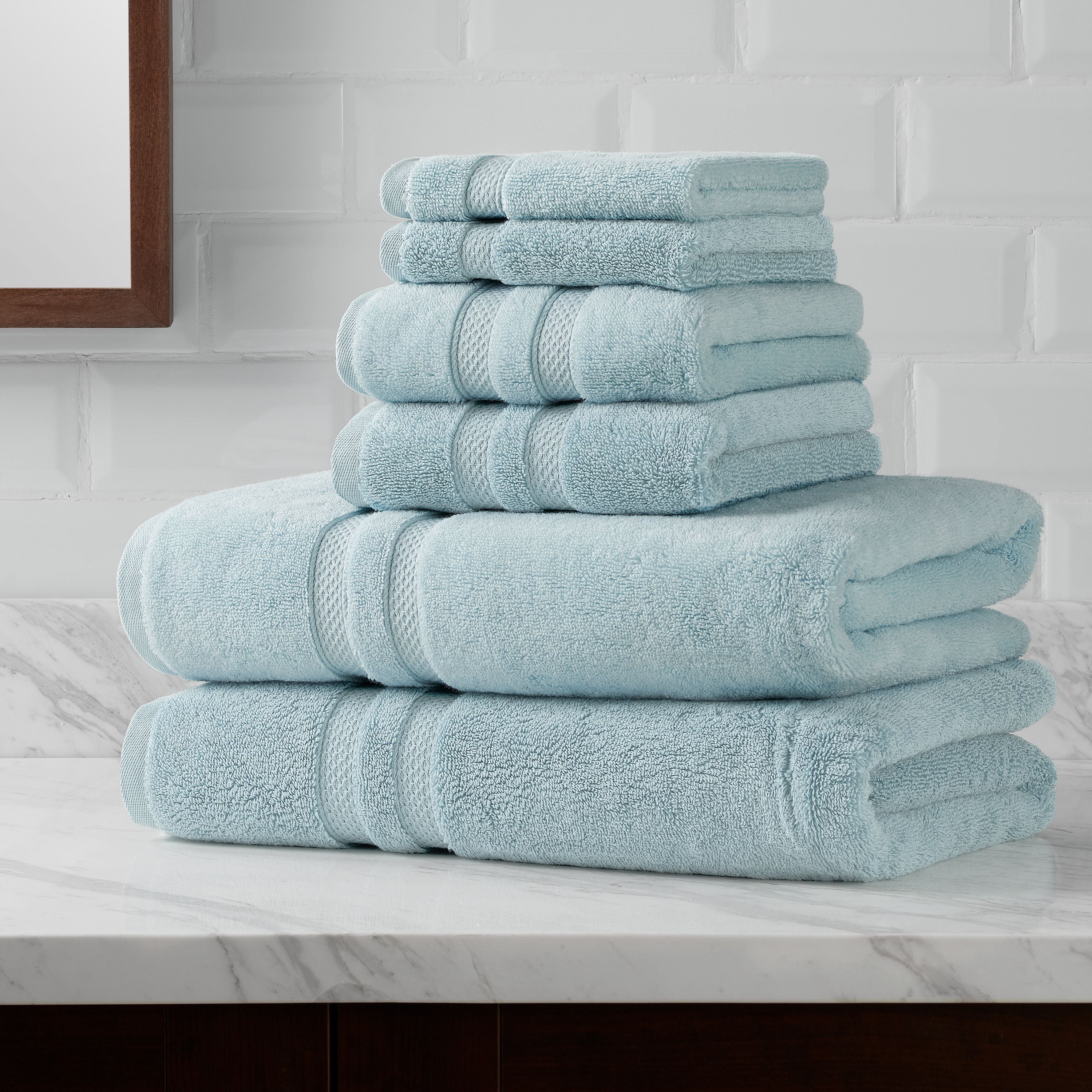 Hotel Style Turkish Cotton Bath Towel Collection, 6-Piece Set, Light ...