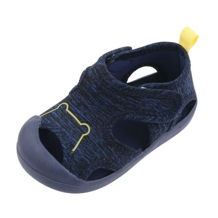 

Tengma Toddler Sandals Sole Flat Soft Walking Girls Bear Sandals Sneaker Rubber Non-Slip Kids Shoes Boy Baby Shoes Kid Shoes （Dark Blue Size: 15）