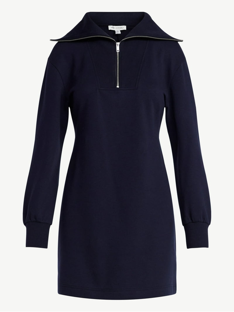free assembly women's long sleeve half zip mini dress Free Assembly Women's and Women's Plus Half Zip Mini Dress with Long Sleeves,  XS-4X (1 each) Delivery or Pickup Near Me