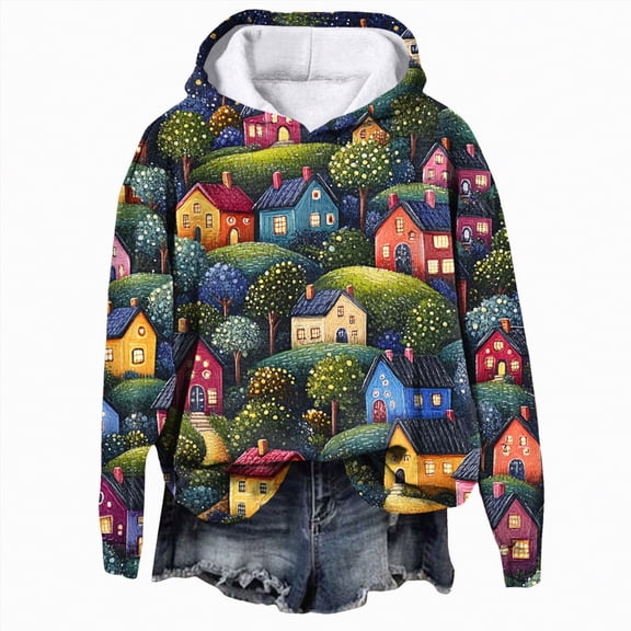 Towmus Womens Sweatshirt Graphic Hoodies Funny Gnomies Sweatshirts Women Christmas Long Sleeve Pullover Tops Coats