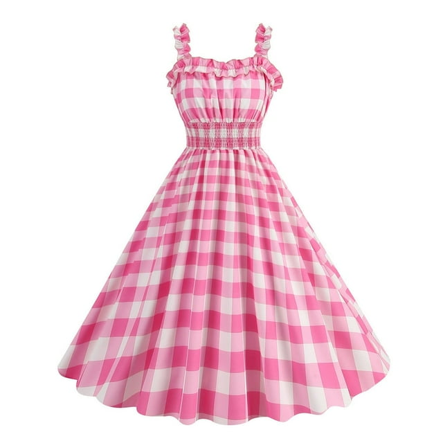 Robe Femme Style Princesse Ligne A Grand Ourlet Froncé Volanté Assortie Taille Élastique Sans Manches Robe de Soirée de Noël