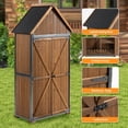 thumbnail image 4 of 67" H Outdoor Storage Cabine, Garden Shed Tool Shed with latch and Metal Frame Structure for Backyard Garden Patio Lawn (Brown), 4 of 9