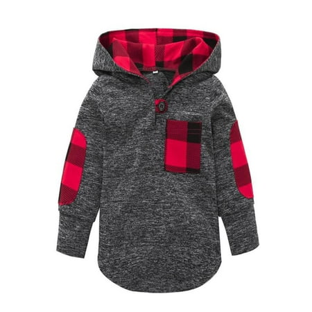 Softball Kids Pullover - Outtop Toddler Kid Baby Girl Plaid Hoodie Pocket Sweatshirt Pullover Tops Warm Clothes