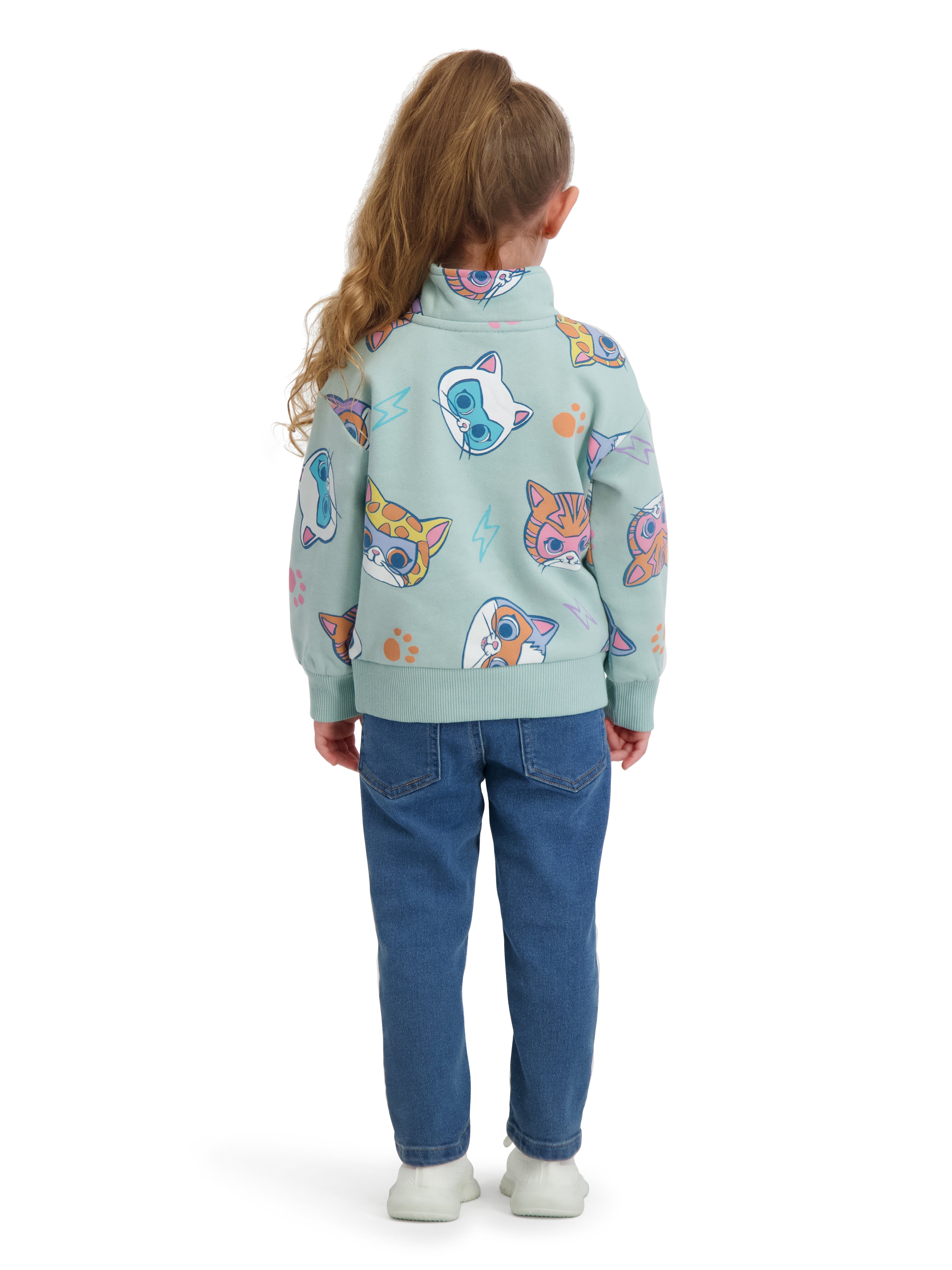 トップス COOTIE Weather Cloth Oversized DownVest Super Kitties Toddler Girls Quarter Zip Top, Sizes 12 Months