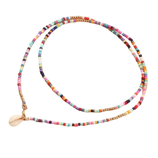 Jumpingount Collar de perlas de imitación, cadena de cuentas coloridas, bonitos collares encantadores, colgante de concha duradero, joyería de Ropa, zapatos y accesorios Miscelánea