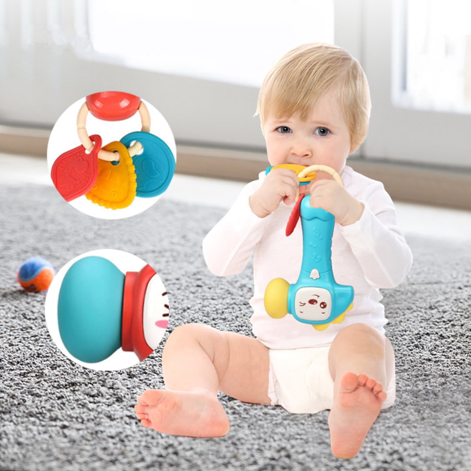 ZZwxWA Jouet pour Bebe Marteau Hochet avec Lumiere Musique Marteau Education Precoce Jouet pour Bebe Marteau Jouet avec Lumieres Mode Apprentissage et Mode Musique pour Enfants de 12 Mois et Plus