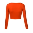 thumbnail image 3 of Doublju Women's Round Neck Slim Fit Long Sleeve Crop Tops (Female Plus Size Available), 3 of 4