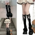 thumbnail image 2 of Women Soft Knee Highs Socks Lovely Lace Ruffle Bows Girls Socks Cotton Calf Socks Sweet Knee Highs Stockings Gifts, 2 of 5