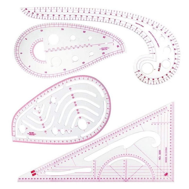 Wosthever Regla de costura DIY de plástico, 4 Uds., plantilla de medición de curva francesa, herramienta artesanal de pintura de dibujo a Type2 NO2