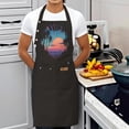 thumbnail image 3 of Vibrant Sunset Palm Trees Design Adjustable Bib Apron 2 Pack with 2 Pockets - Perfect for Cooking & Chef Use for Men & Women, 3 of 5