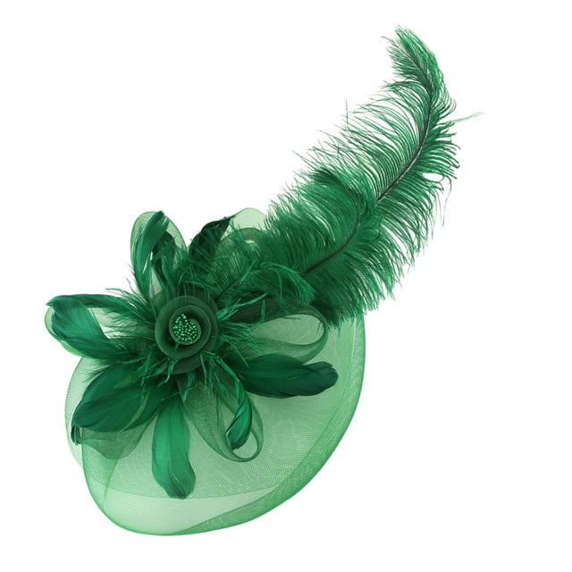 Chic Headwear Grande Plume de Paon Rose Fascinator - Vert