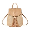thumbnail image 1 of tejida de paja pequeña para mujer con cordón Sunnimix Mochila de paja, 1 of 7