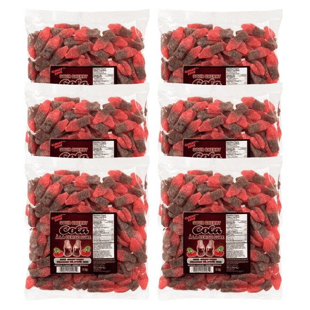 Gummy Zone Sour Cherry Cola Bottles, Tangy & Fizzy Fruit Flavored Candy, Bulk 1kg (2.2 lbs) Bag, Perfect for Parties, Events, and Movie Nights