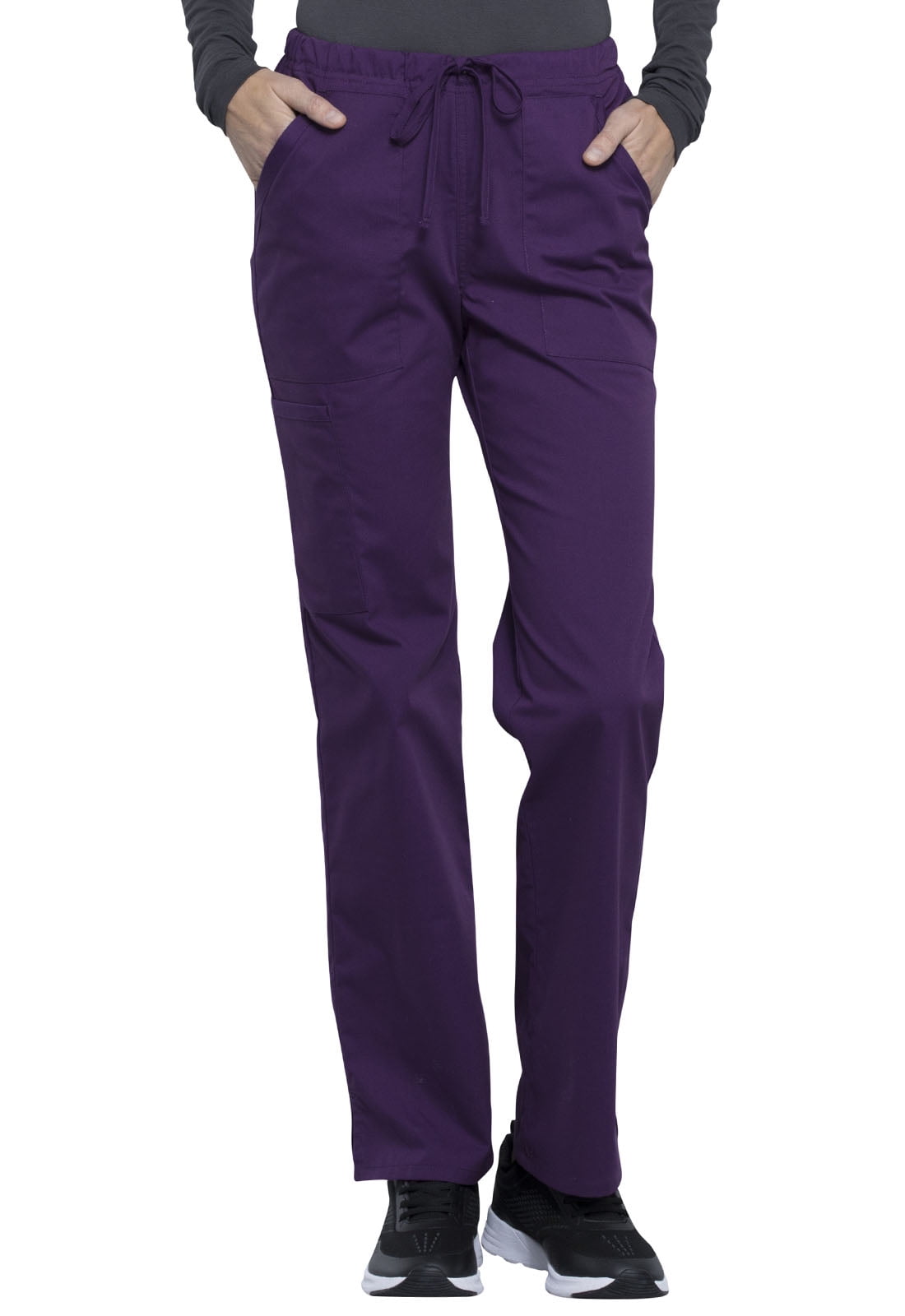 Photo 1 of Cherokee Workwear Professionals Women Scrubs Pant, Mid Rise Straight Leg Drawstring, WW160, L, Eggplant