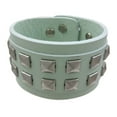 thumbnail image 1 of Bracelet Pyramide en Cuir Gris à 2 Rangées 8 Pouces de Long, 1 of 5