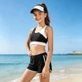 thumbnail image 5 of CAIVO Girls 3 Piece Bikini Young Kids Patchwork Color Swimming With Shorts Bathing Suit Tween Summer Swimwear Holiday Swimsuit Sets, 5 of 5