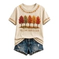 thumbnail image 6 of BODOAO Women's Fall Graphic Tee Short Sleeve Crew Neck T Shirt Autumn Tree Print Casual Thanksgiving Top for Women Vintage Holiday Everyday Summer Fashion Wear Beige L, 6 of 6