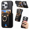thumbnail image 1 of Étui pour FOXDOCK iPhone 15 Pro, Cuir, Anneau Ourson, Porte-Cartes, 1 of 4
