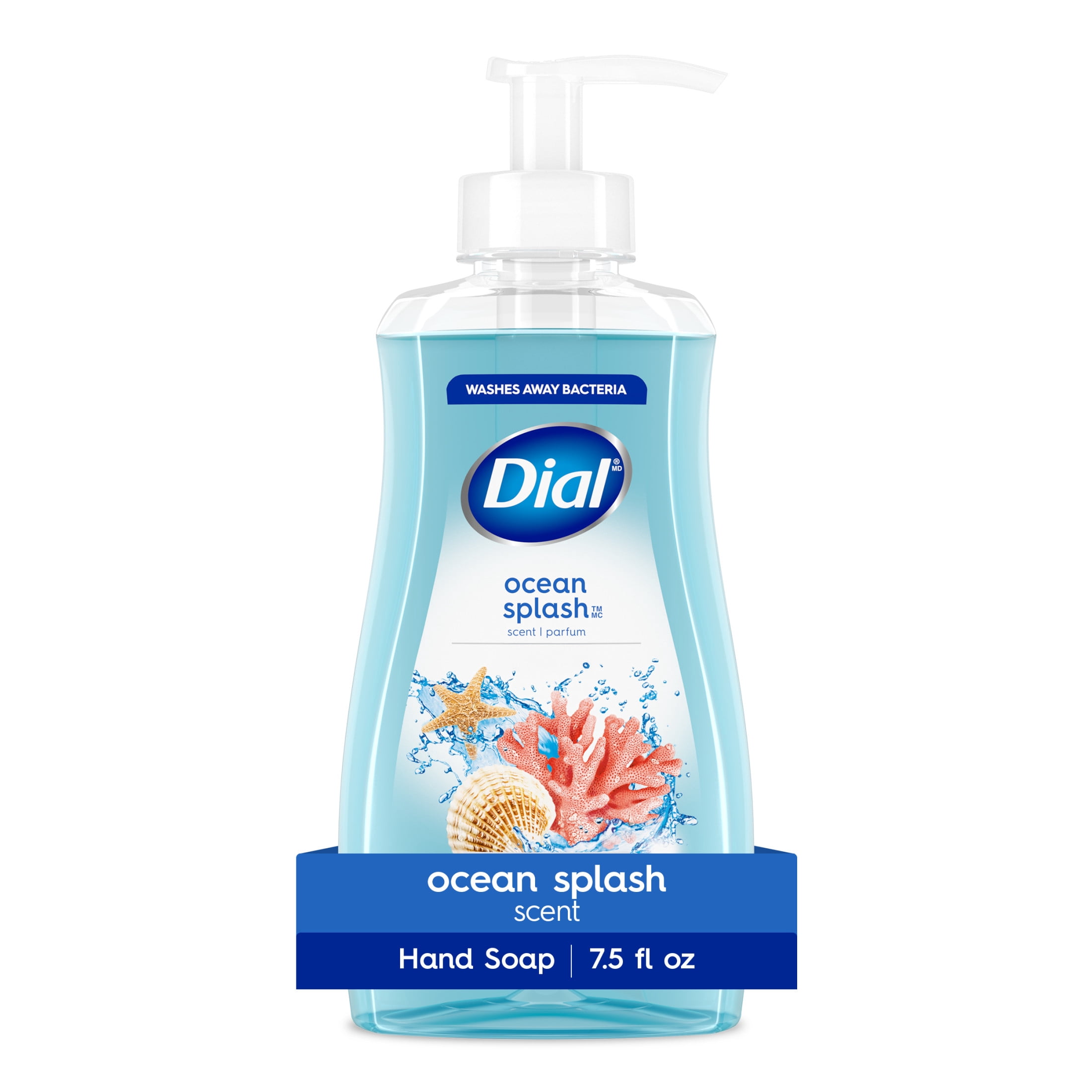 (4 pack) Dial Clean + Gentle Liquid Hand Soap, Ocean Splash Gentle Hand Soap, 7.5 fl oz