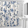thumbnail image 4 of Ombre Blue Flowers Fabric Shower Curtain Leaf Plant Washable Shower Curtains for Bathroom, Waterproof Bath Curtain with Hooks Home Decor 36x72in, 4 of 8