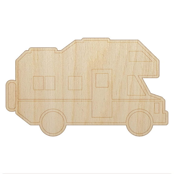 RV Road Trip Camping Automobile Family Vehicle Wood Shape Unfinished Piece Cutout Craft DIY Projects - 4.70 Inch Size - 1/8 Inch Thick