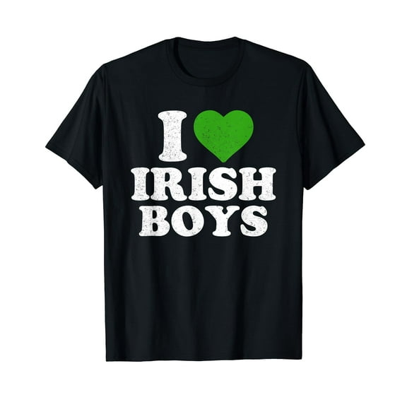 I Love Irish Boys Funny St Patrick's Day Heart Shamrock T-Shirt