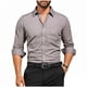 thumbnail image 2 of Blusa y camisa de manga larga con cuello vuelto para hombre, color liso, informal, a la moda, con botones, manga larga, elástica, de poliéster, 2 of 6