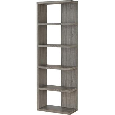Coaster Harrison 5-Shelf 23.5" Transitional Wood Bookcase in Gray