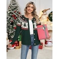 thumbnail image 4 of Cardigan Sweaters for Women Long Sleeve V Neck Ugly Christmas Tree Button Down Fair Isle Sweater Funny Holiday Knitted Sweater Alsol Lamesa, 4 of 6