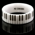thumbnail image 5 of White Ceramic Piano Keyboard 8mm Wedding Band Flat Pipe Cut High Polished Ring Size 9, 5 of 5
