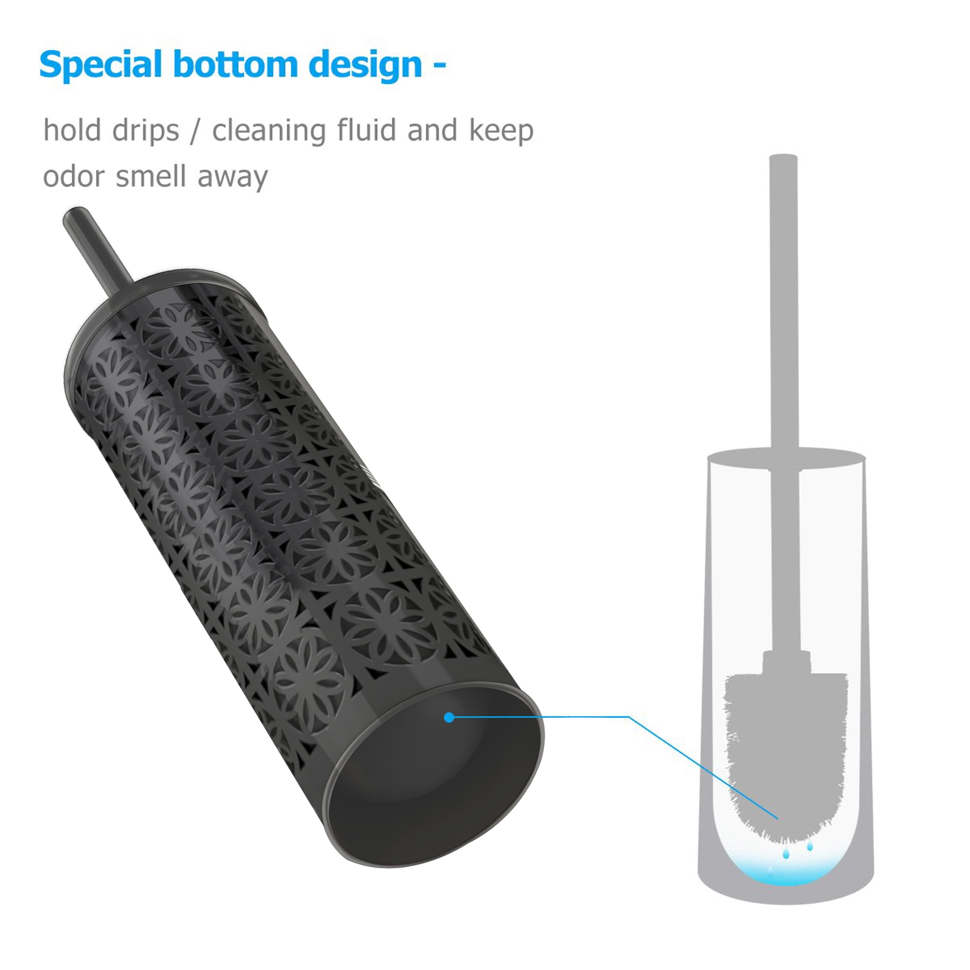 nu steel Laser Cut Oil-Rubbed Bronze Toilet Brush Holder with Lid  TBH-03-ORB