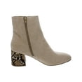 thumbnail image 3 of SUGAR Womens Beige Snake Comfort Olive Round Toe Block Heel Zip-Up Dress Booties 8.5 M, 3 of 4