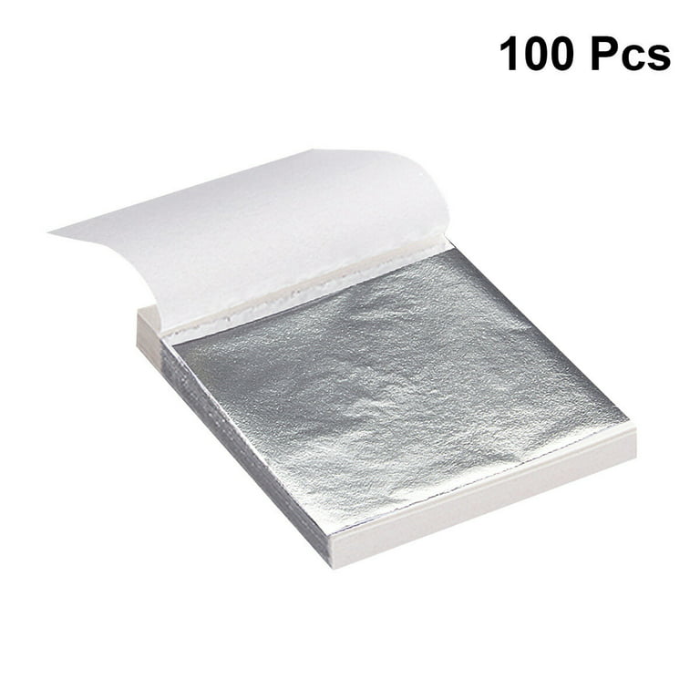 Frcolor 100 Sheets 9x9cm Imitation Silver Leaf Sheet Foil Paper for Manicure Clay Gilding Paint Arts Makeup Crafting Decoration (Silver), Women's, Size