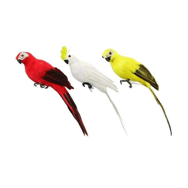 Conjunto de 3 Figuras de Loro Artificiales para Decoración en el Jardín y Patio al Aire Libre
