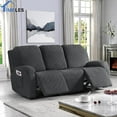 thumbnail image 7 of Recliner Couch Covers Reclining Couch Covers for 3 Cushion Sofa Slipcovers Stretch Soft Washable (Three-Seater, Dark Gray), 7 of 7
