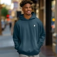 thumbnail image 3 of Dalix Ghost Embroidery Relaxed Hoodie Soft Fleece Sweatshirt Fit Lounge Mens in Midnight Blue XL X-Large, 3 of 5