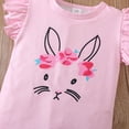 thumbnail image 6 of Kiijoy Girls Easter Outfits Rabbit Print Flutter Sleeve T Shirt Shorts Set, Sizes 1-2, 6 of 6