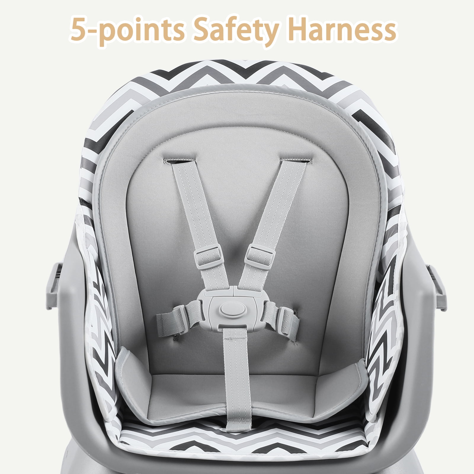 AILEEKISS 8-in-1 Baby High Chair, Toddler Booster Seat with Dishwasher-Safe Tray, Chevron
