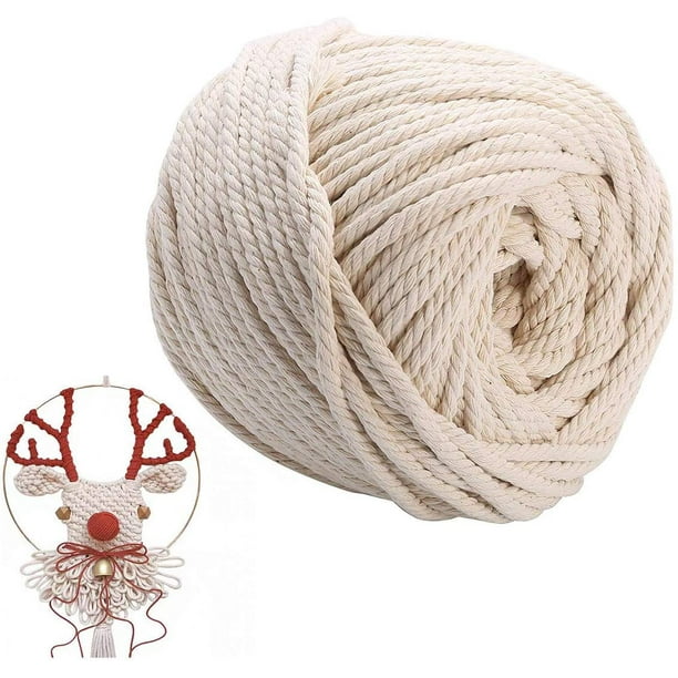Soft Single Strand Macrame Cord - Natural Cotton Yarn for Macrame Crafts