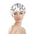 thumbnail image 3 of Kdxio Lavender Flowers Print Shower Cap for Women,Elastic and Reusable,Double Waterproof Layers Bathing Hat, 3 of 9