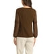 thumbnail image 3 of INSPIRAR CHIC Blusa de gasa para mujer con cuello de ojal, mangas de patchwork, elegante top de trabajo en marrón oscuro, 3 of 6
