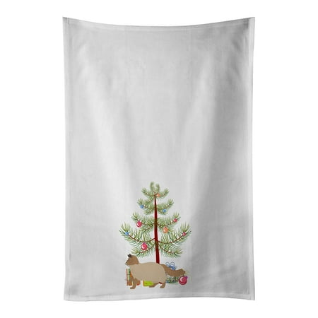 

Ragdoll #2 Cat Merry Christmas White Kitchen Towel Set of 2 19 in x 28 in
