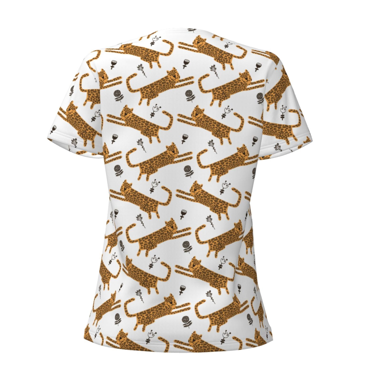 Fuzoiu Leopard Print Print Women's V-Neck T-Shirt,Women's Short